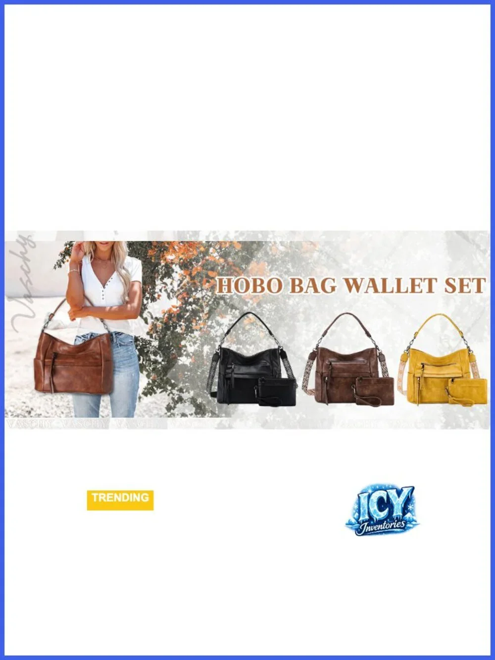Medium Hobo Bag Vegan Leather Shoulder Purse with Detachable Guitar Strap
